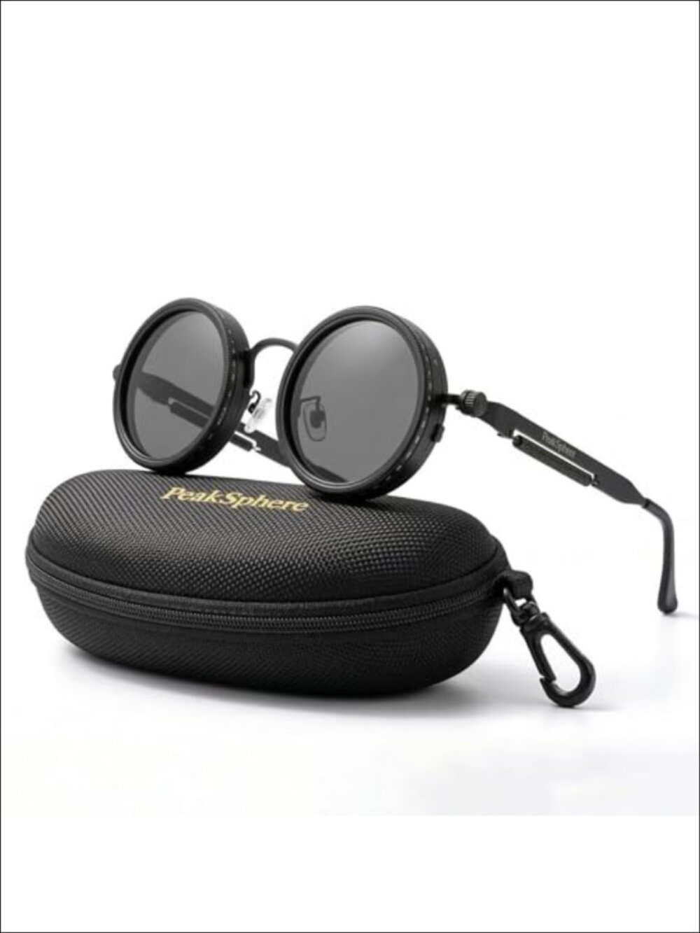Adjustable Tint Polarized Steampunk Round Sunglasses for Men
